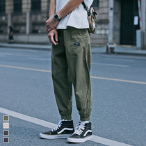 Furnace summer thin ankle-length pants tie pants men Korean version of the trend basic Joker small feet casual pants Capri pants