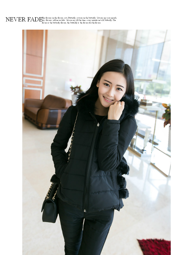 2018 mùa đông mới phù hợp với nữ phiên bản Hàn Quốc của thời trang áo khoác cotton mỏng lông dày cổ áo xuống bộ đồ ba mảnh cotton mẫu áo phao nữ đẹp 2020