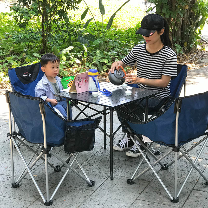 Outdoor Supplies Travel On-board Folding Table And Chairs Suit Portable Picnic Camping Barbecue Table Self-Driving Equipment Combination
