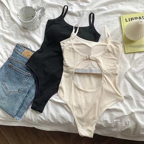 Черный топ с чашечками, сексуальная майка топ, с открытой спиной, в обтяжку