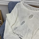 Трикотажный лонгслив, сексуальный короткий свитер, коллекция 2022, осенний, свободный крой