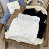 Трикотажный лонгслив, сексуальный короткий свитер, коллекция 2022, осенний, свободный крой