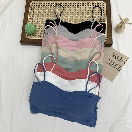 Летний однотонный сексуальный бюстгальтер пуш-ап, шелковый бюстгальтер-топ, топ с чашечками