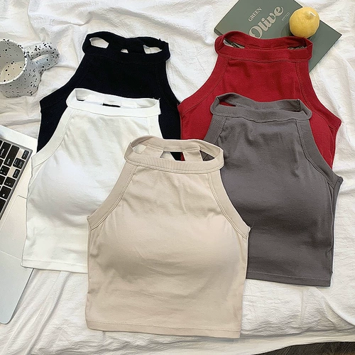 Цветной топ с чашечками, сексуальная майка топ, короткая футболка без рукавов, с открытой спиной, облегающий крой, красивая спина