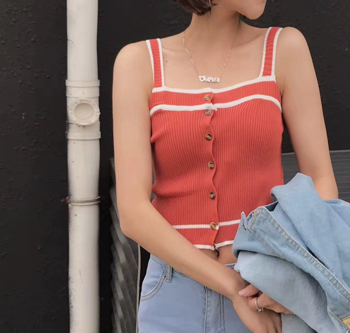 Vest nữ chạm đáy hoang dã Hàn Quốc gợi cảm mặc ngắn phần màu Slim đan sling đáy áo thời trang áo sơ mi đồ vest nữ