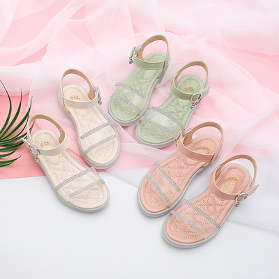儿童鞋女童凉鞋夏2021新款韩版软底中大童女孩软底露趾学生沙滩鞋