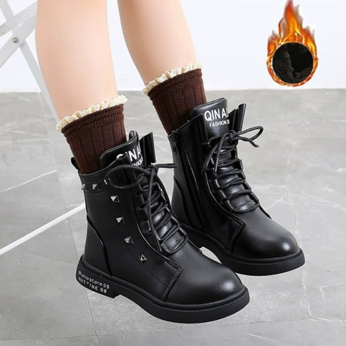 Martens, удерживающий тепло детский зимний утепленный наряд маленькой принцессы в английском стиле, короткие сапоги, подходит для подростков, в корейском стиле