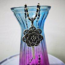 Body Wash cotton art Fan retro temperament accessories Tibetan silver imitation silver decorated sweater chain pendant female length 100 lap necklace pendant