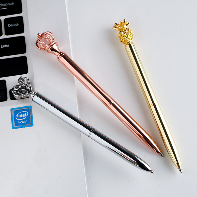 Korean version of pineapple heart-shaped hollowed-out oil ballpoint pen crown goddess scepter cute student gift custom lettering