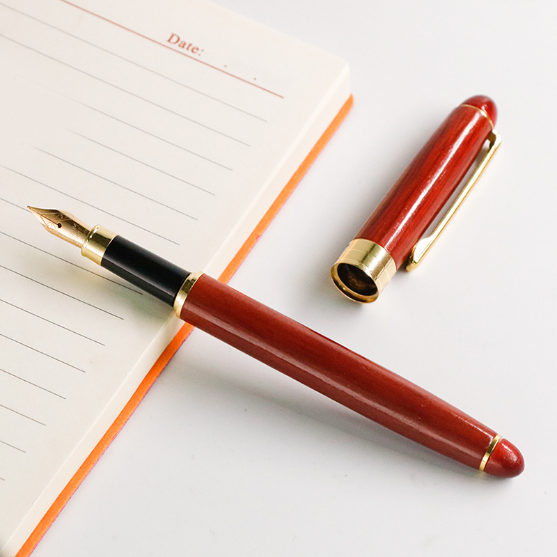 Promotion Retro Wood Ink Pen Solid Wood Made Wooden Fountain Pen Log Gift Amount Big Custom LOGO