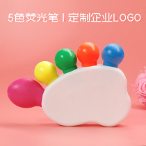 Cartoon cute highlighter stroke key marker pen 5 color big head pen candy color watercolor pen hand account pen