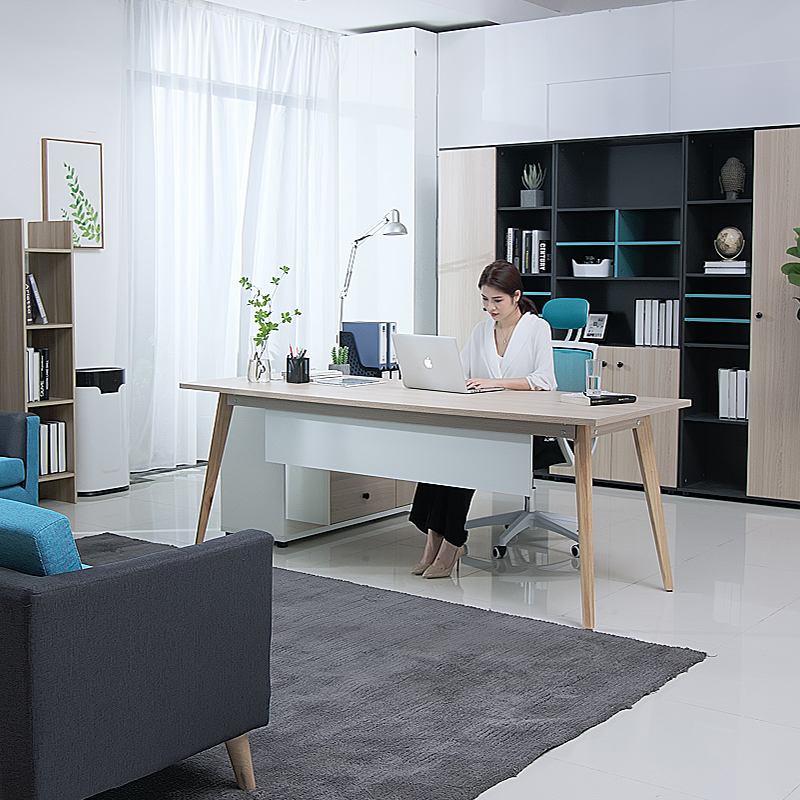 Nordic boss desk simple modern supervisor desk single office furniture manager room solid wood leg desk chair combination