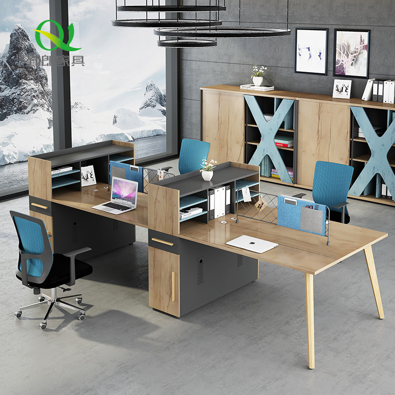 Diligent High Cabinet Staff Desk Brief Modern Finance Station Desk Multi-Storage Computer Desk Chair Combination