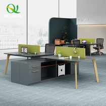 Grey Green Baking Varnish Long Cabinet Office Computer Desk Brief Modern Double Digit Staff Table Company Staff Furniture