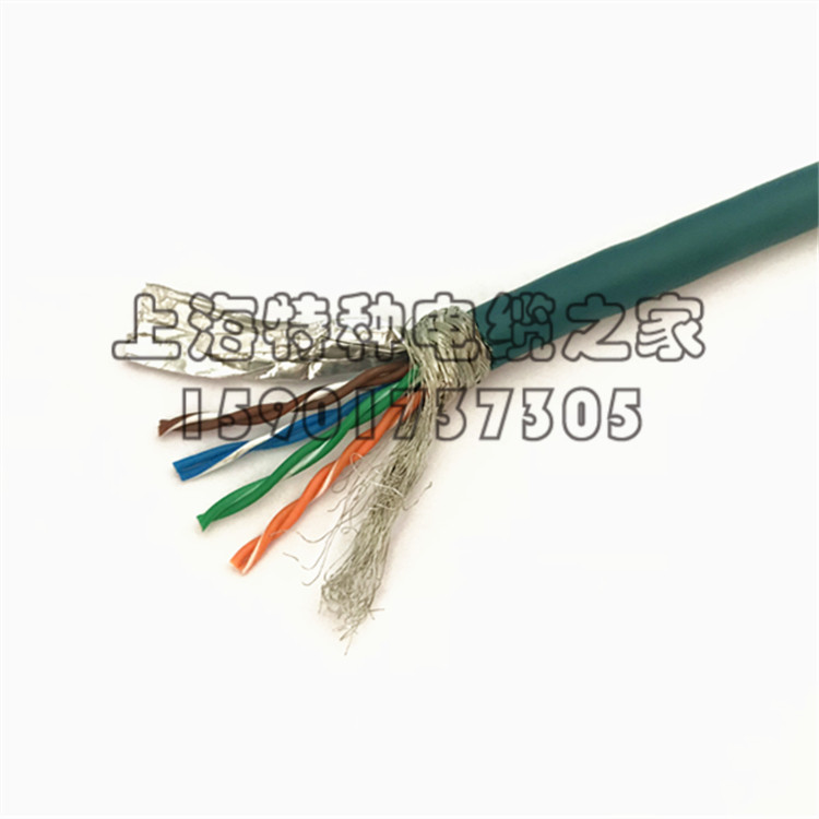 Ink Green CAT5E-SFTP Industrial B Ethernet Line 4 * 2 * 26 24AWG Flexible Profinet Communication Line