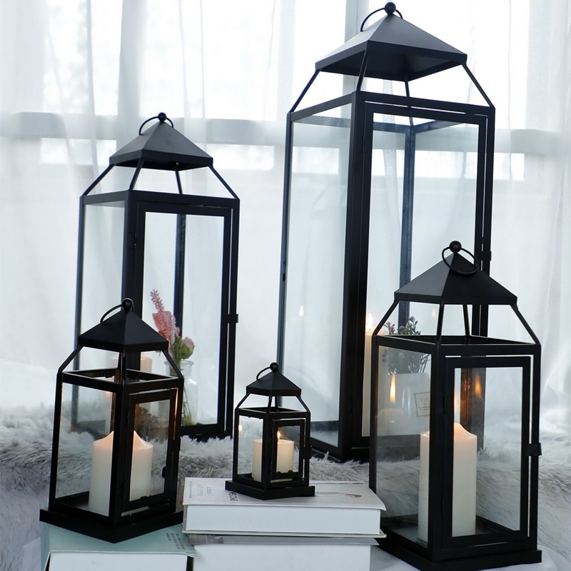 European Iron Candlestick Hotel Wedding Garden Decoration Garden Flood Protection Lightglass Candlestick Lamp