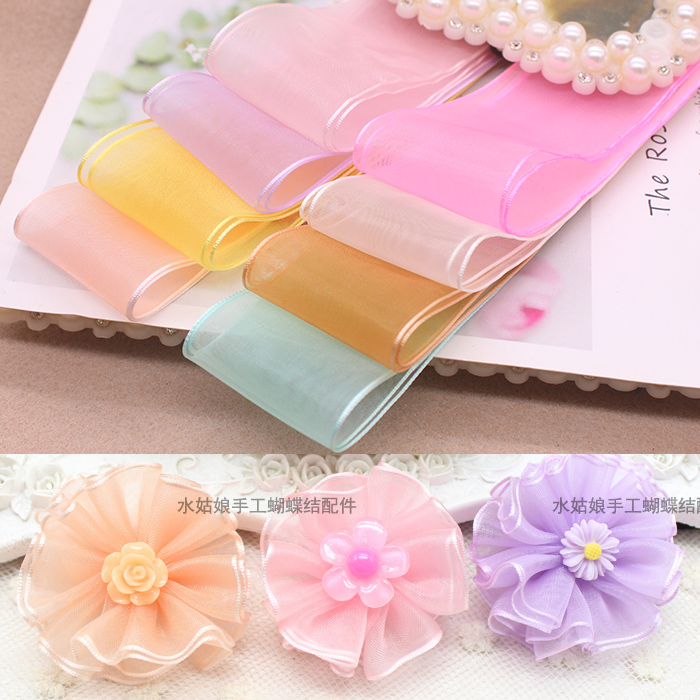 3 8cm High quality nylon Snow yarn with ribbon Snow spinning with diy butterfly knot hair accessories hair clip material