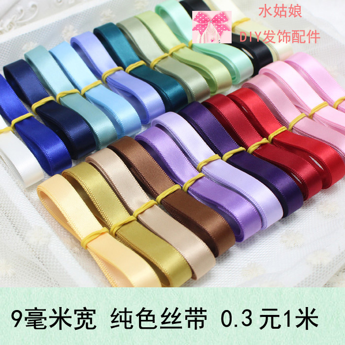 9 mm wide filament with satin ribbon color with DIY handmade butterfly knot hair clip headwear clip material