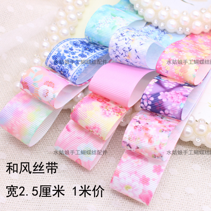2 5cm and wind silk with broken flowers small floral printed roeprint with butterfly knots handmade diy ancient windy headwear hair accessories