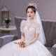 Main wedding dress 2022 new bride temperament one word shoulder palace style high-end French style 2021 Hepburn goes out veil