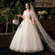 Main wedding dress 2021 new bride Mori temperament one-shoulder simple French winter princess go out yarn light gauze skirt