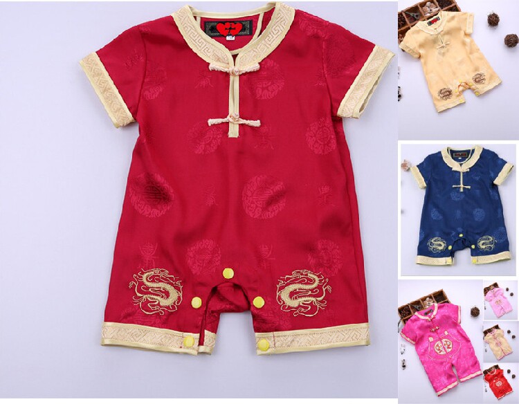 100 days baby dress with short sleeves and short sleeve summer male and female baby Han suit Chinese wind newborn full moon to the centente
