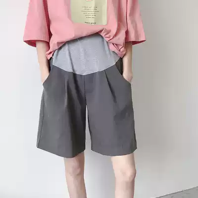 Pregnant women's suit pants five-point wide-legged pants Summer women's clothing Bermuda-style neutral loose professional belly pants