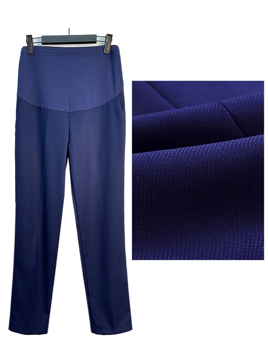 Maternity Work Pants for Office Workers, Straight-Leg Work Pants, Bank Maternity Pants, Suit Pants, Professional Work Pants, Blue Uniform Pants — 4
