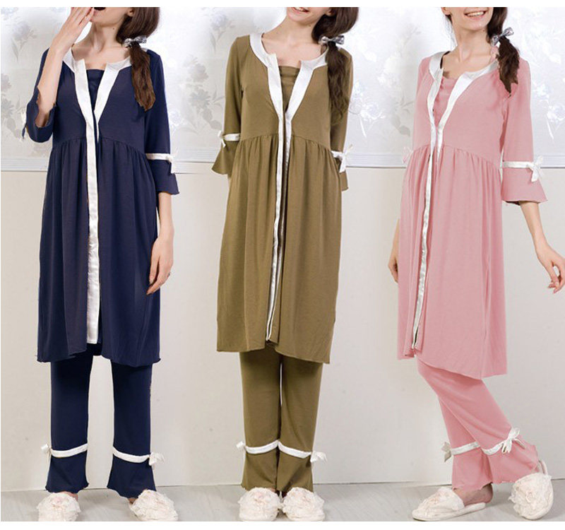 Japan counter pure cotton three-point sleeve maternity home wear Pajamas pajamas postpartum nursing monthly suit set three-piece set
