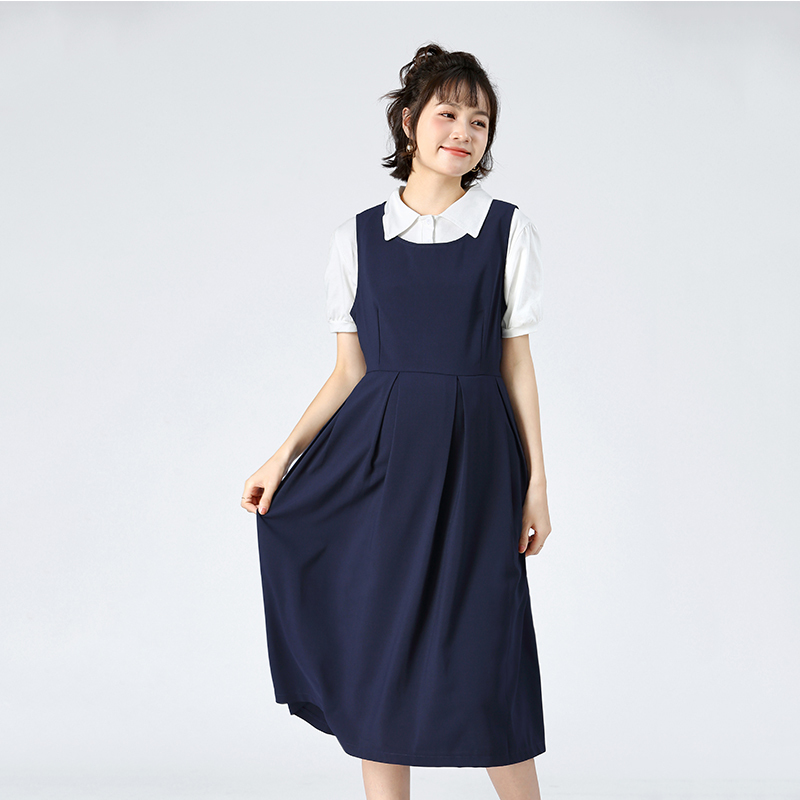 Two-Piece Dress Set for Pregnant Women, Spring and Summer Fashionable Pure Cotton White Top Set, Slimming Korean Style Belly-Covering Maternity Wear