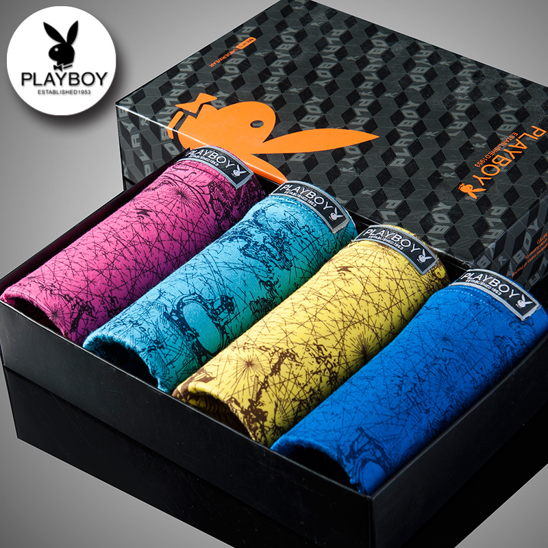 Floral Playboy men's underwear men's flat corner pants head ice Loose Trend Breathable Shorts Big Size Safety Pants Four Corner Pants