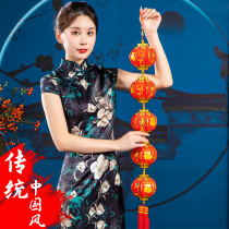 Small lantern hanging decoration string of lanterns Heqing series of small red lanterns hanging decoration red outdoor lantern waterproof sunscreen indoor