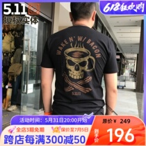 American 5 11 Tactical Short Sleeve 76054 Mens Cotton Printed Round Neck T-Shirt 511 Fitness Breathable TEE Wake Up Short Sleeve