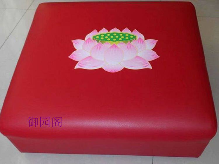 Buddhist temple worship stool lotus solid wood square kneeling futon home with thick Zen mat prostrate meditation