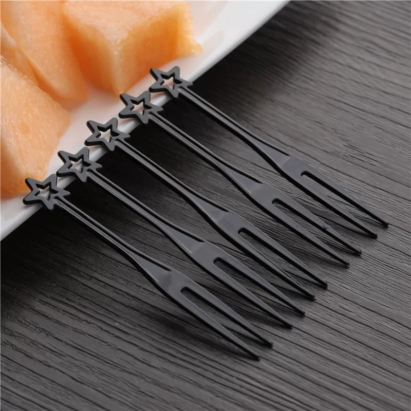 3000 pieces transparent fruit fork two-tine fork fruit plastic small fork disposable heart-shaped fork crystal cake fork