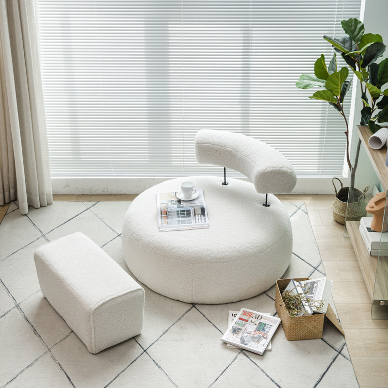 Nordic sloth sofa lamb suede balcony single small family type minimalist casual round modern fabric sofa light lavish
