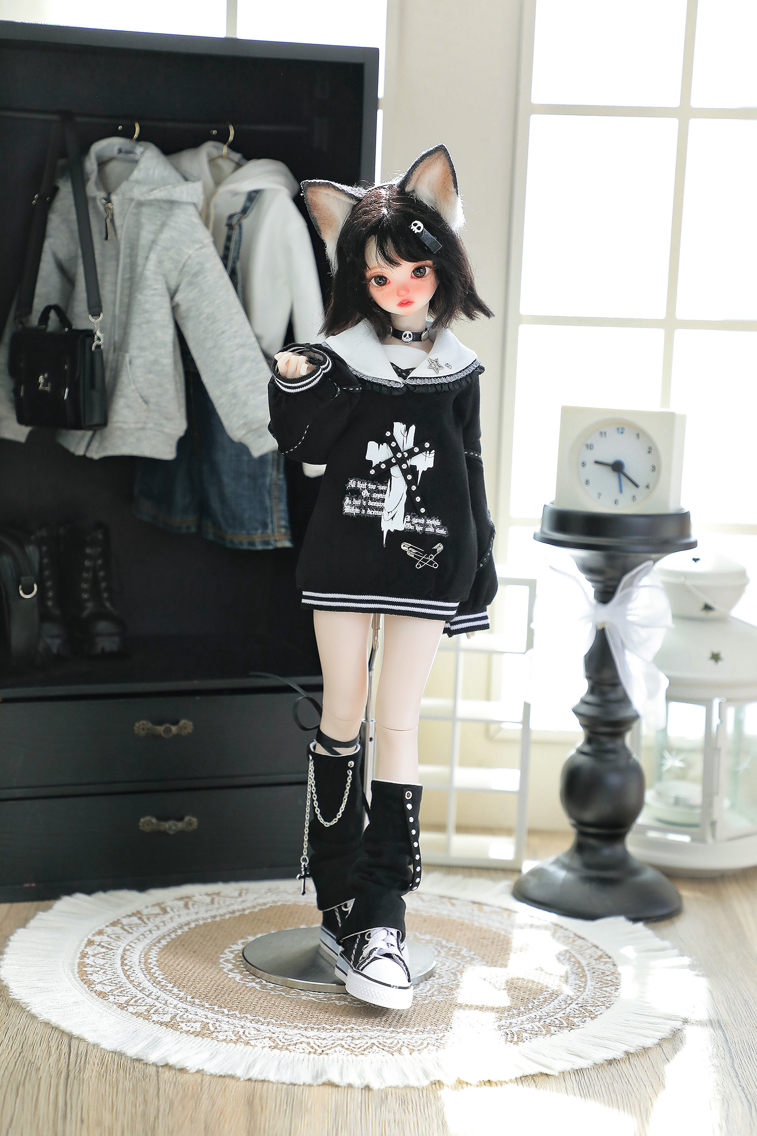 Одежда для кукол BJD （菜包猪肉铺）bjd4分mddmsd熊妹兽兽娃衣套装无序圣音