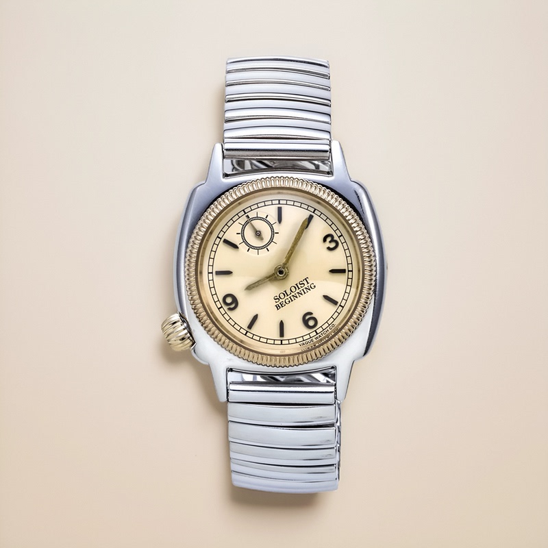 Japan Vague Watch Co. Handmade Vintage-Style Waterproof Quartz Square Watch with Tilted Dial for Men and Women