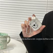 ins Japanese and Korean cartoon cute bear transparent airpods headset suit for Apple 1 2 3pro silicone soft shell