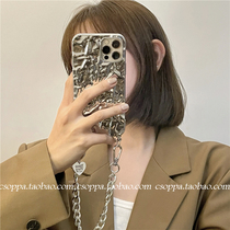 The red plating silver color applies to the iPhone 14pro Max Apple 13 pro chain 12 phone case 11 folds xr personality 14plus anti-fall protective case 14pr