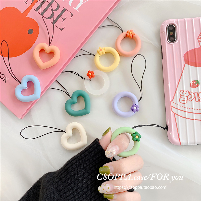 Small flower ring lanyard hanging rope anti-fall mobile phone universal cute day Korean female personality creative silicone