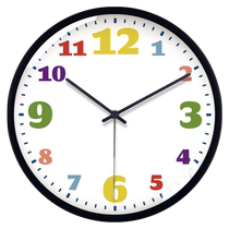 TQJ punch-free classroom with silent wall clock students with clock wall hanging childrens room cartoon fashion radio clock