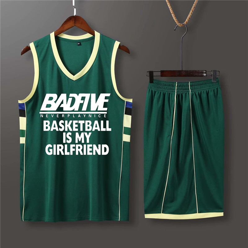 Children's jersey basketball suit suit men's summer breathable team uniform training vest letter brother custom Bucks jersey large size