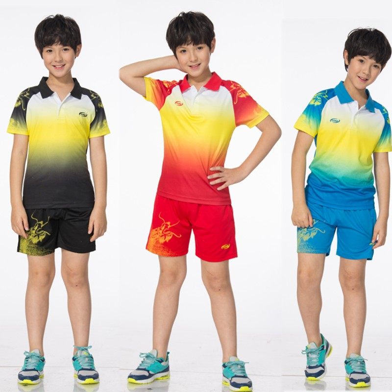 Children's volleyball suit Badminton suit suit Men's and women's tennis suit Short sleeve children's table tennis suit custom breathable quick-drying
