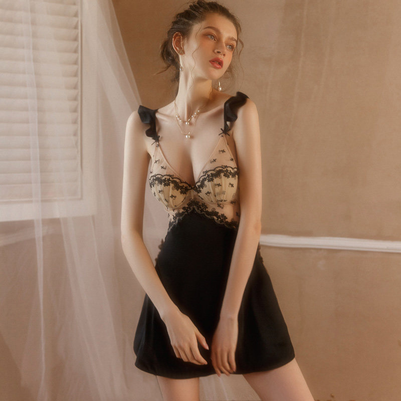 Kyjolie Sexy Pyjamas Woman 2022 New Summer With Chest Cushion Fire Hot Ice Silk Harness Sleeping Dress Pure Desire Uniform