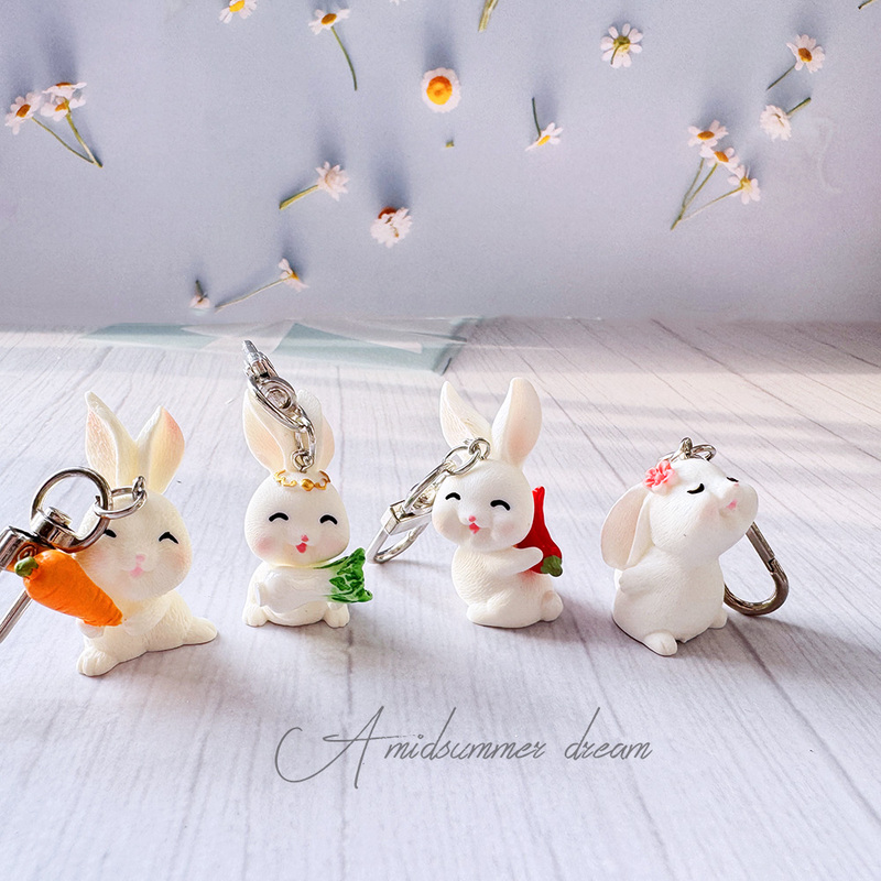 Cute Little Rabbit Fruit Fortune Keychain Backpack Pendant Keychain Girly Cartoon Holiday Gift