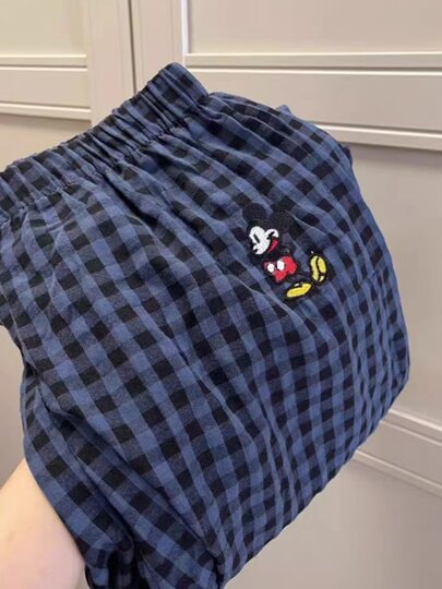 Mickey Mouse Women's Long Pajama Pants, Spring and Autumn Thin Bubble Cotton Gauze, Suitable for Wearing Outside in Summer, Casual Couple Pants
