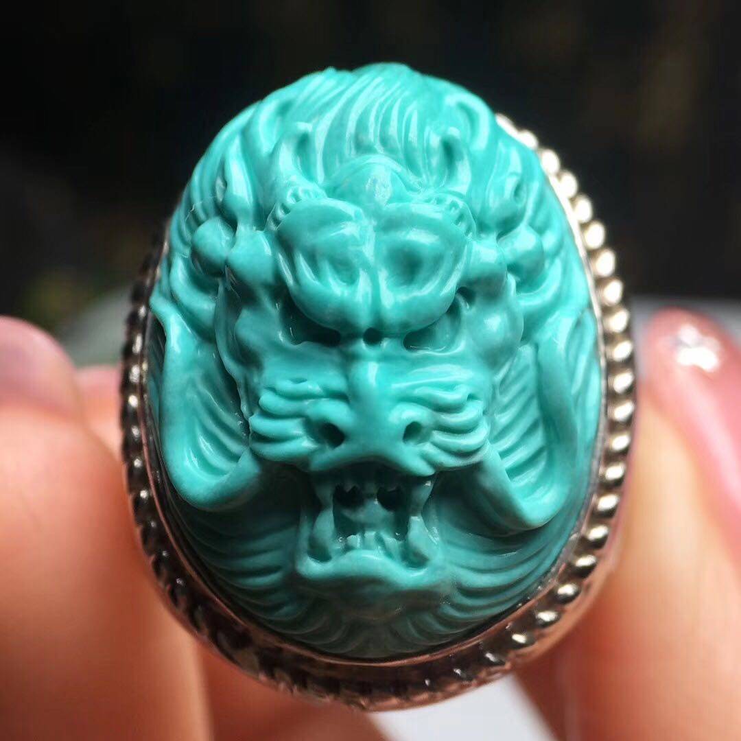 Boutique turquoise dragon ring domineering