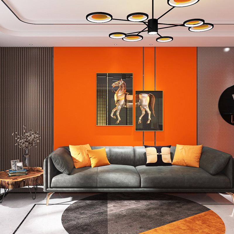 Modern light luxury hermès orange wall plate bamboo fiber grille integrated board living room bedroom pure fiber board