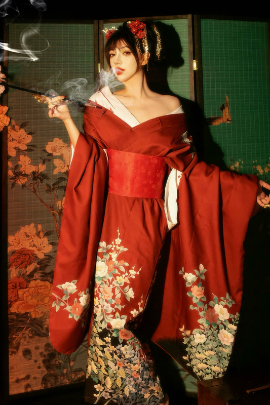 Yingwa 2026 New Model Cos Professional Studio Villainess Flower Girl Photography Photo Shoot Red Kimono Formal Wear